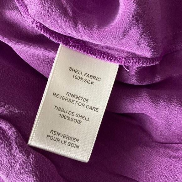 Rebecca Taylor 100% silk purple top blouse shirt drawstring waist peplum ruffle - Picture 4 of 4